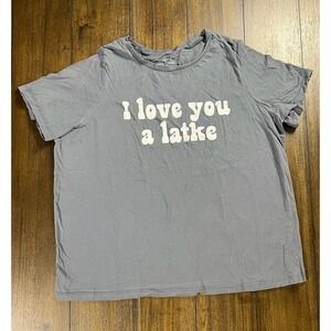 Grayson Social I Love You A Latke Graphic Tee Gray 2X Short Sleeve Top Jewish